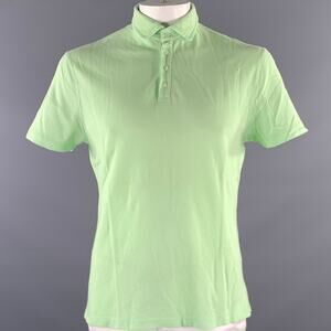 BRUNELLO CUCINELLI Size XL Green Neon Solid Cotton Polo